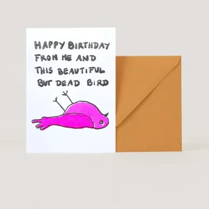 Tarjeta felicitación Happy birthday pájaro muerto