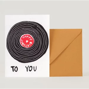Tarjeta felicitación Happy birthday vinilo
